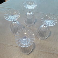 4 Mikasa Wine Water Glasses Swirls Pressed Knob Stem ITALIAN COUNTRYSIDE 6 3/4”