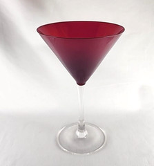 Ruby Red Hand-Blown Glass Margarita / Martini Glass 7 3/8″ Tall