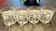 4 Libbey Currier & Ives Winter Scene Mugs Vintage Made In USA