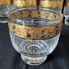 Vtg Culver Tyrol 22k Gold Footed Roly Poly Glasses Set of 8 Mid Century Barware