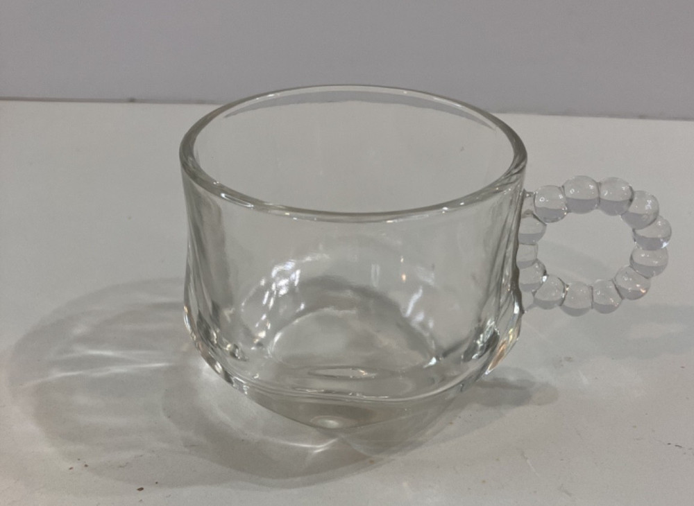 HAZEL ATLAS ORCHARD BALL Punch Cup SQUARE BOTTOM Bead Bubble Handle MCM (ONE)