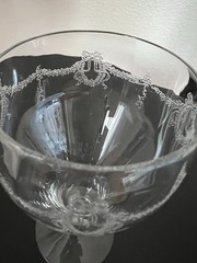 Vintage Central Glass Works Etch 14 Optic Water Goblets Wine Glasses Set Of 4