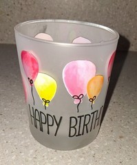 Culver Happy Birthday Balloons Frosted Old Fashion Highball Cocktail Rocks Glass