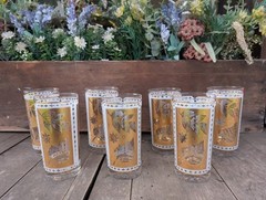 Vintage MCM Cera «September Song» 22k Gold Overlay Highball Glasses (7)