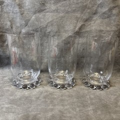 3 Glass Candlewick Ball Footed 10 oz Water Tumblers 4 3/4″ Imperial 1936-1984