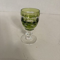 1 Cut to Clear Crysta 3″ Lime Green. Small Liquor /Cordial Glass