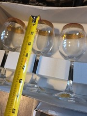 3 Box of 4 Each Cellini Crystal Stemware Glasses 24 KT Gold Trim Italy Vtg