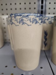 Set of 4 Robinson Ransbottom RRP Blue Wheat Pattern Spongeware 16 oz Glasses GUC