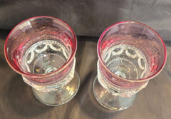 Tiffin Franciscan King’s Crown Cranberry Flashed Goblets – 5 3/4” – Set of 2