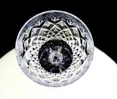 Kusak Brilliant Cut Crystal Cherry Diamond And Fan 2pc 5 5/8″ Wine Glasses 1975-