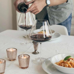 Denk’Art Hand-Blown Burgundy Red Wine Glasses – Set of 2 Crystal Elegance