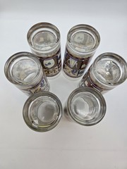 Set Of 6 VTG Pfaltzgraff 16oz Glasses Tumblers Colonial Americana Folk Art 6.25″