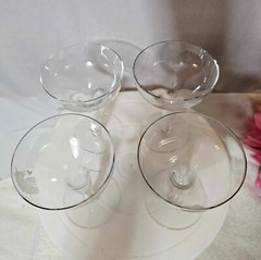 4 Vtg Hollow Stem Champagne Glass w/ Frosted Unicorn 5 1/4″-A2