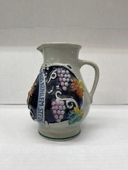 Vintage 7 Piece German Salt Glazed Pottery Grape Cluster Pattern 1 Liter Pitcher