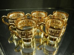 Vintage Russian Martini Cocktail Set Pitcher ~ Stirrer ~ 5 Handled Glasses