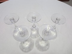 5 Tiffin Franciscan PERSIAN PHEASANT Champagne Sherbet Glasses Etched Birds