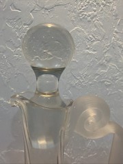 Vintage Romanian Valerie Decanter With Stopper Optic Swirl Frosted Stem Pitcher
