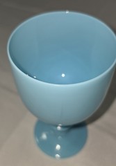 Vintage French Portieux Vallerysthal Blue Opaline Glass Water Goblet 6.5″ High