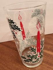 Vintage 1960’s Christmas Libbey Holly Candle Drinking Glasses 12oz Set 5