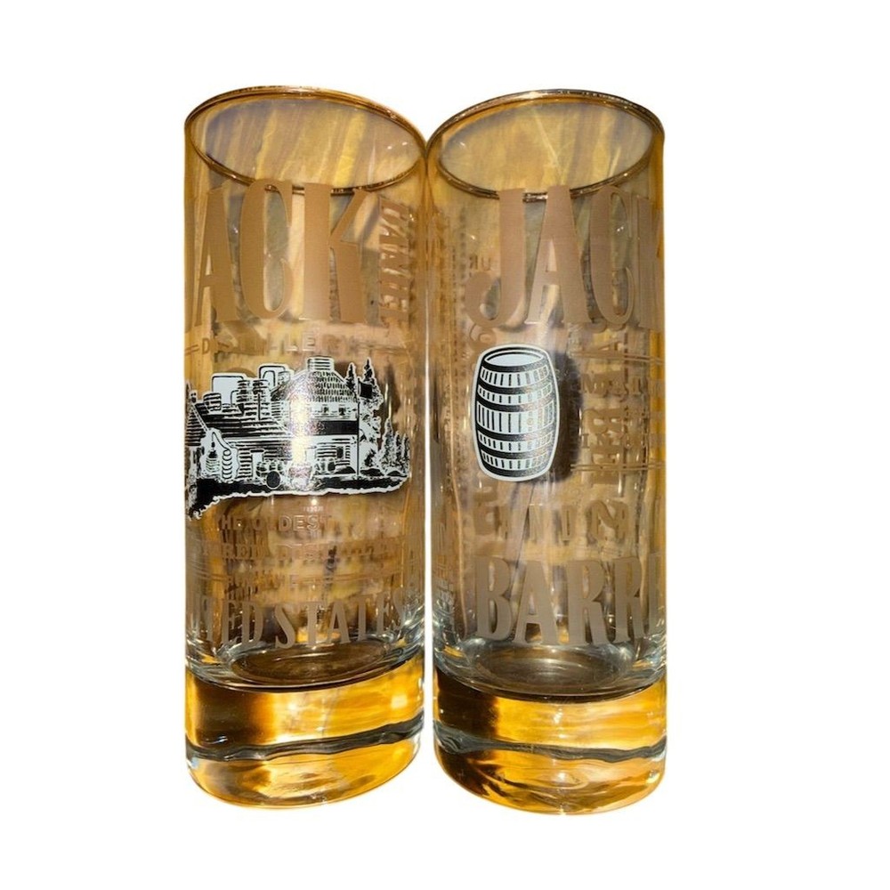 Jack Daniel’s Old No. 7 Whiskey Glasses Set of 2 Etched Barware