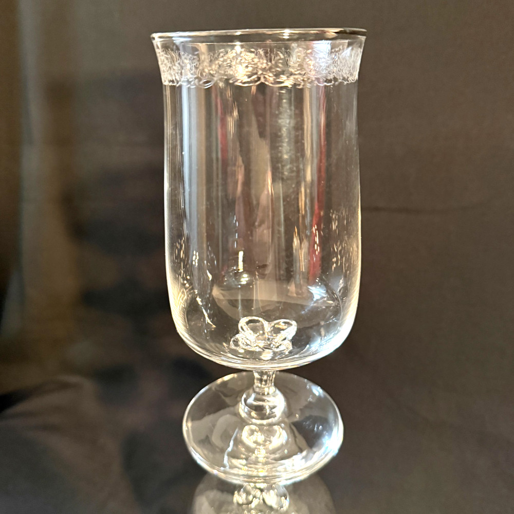 Lenox MOONSPUN Crystal Iced Tea Glass Platinum Trim On Top Rim, No Band READ