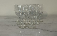 Set Of 8 Vintage Wine Glasses Petite Champagne Flutes Geometric Stems Column