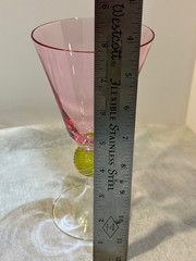 Southern Living Home Tango Color Glass Ball Goblet Water Tea Pink Swirl SOC3