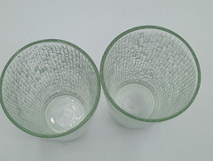 Vintage Pair Jeannette Glass Finlandia Arctic Ice Tree Bark Clear 16 oz Tumbler