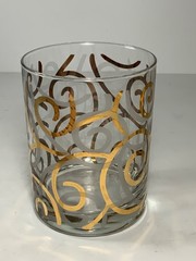 Set of 4 Vintage Culver 22 KT Gold Swirl Lowball Glasses 4.25 in.