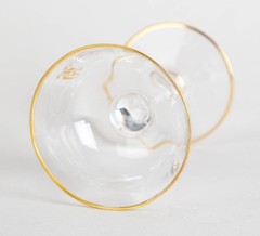 Vintage Gold Monogram Liquor Cocktail Glasses Set of 6 Elegant Crystal Stemware