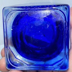 J G Durand Cobalt Blue and Clear Double Cased Master Salt Cellar France