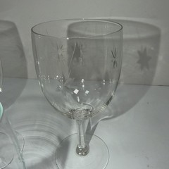 Vtg 3 Libbey Candlelight Etched Wine Glasses Goblets MCM Starburst Various Sizes