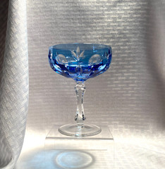 NACHTMANN BAMBERG CHAMPAGNE/SHERBET AQUAMARINE BLUE CUT TO CLEAR CRYSTAL BOHEMIA