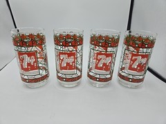 4 Scarce Vintage 6inch 7-Up Drinking Glasses New But Needs Cleaned