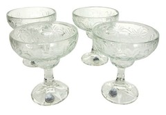 Vintage Princess House Fantasia Etched Floral Set of Four Margarita Glasses