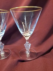 4 Tiffin Franciscan Mansfield Elegant Water Wine Crystal Goblets Diamond Stem