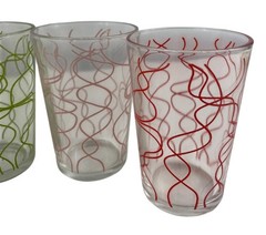 Set Of 6 Vintage Swirl Patterned Glass Tumblers 4.75″