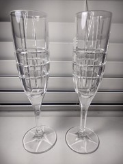 2 Ralph Lauren Cocktail Party Fluted Champagne Set Crystal Clear Stemware RLL