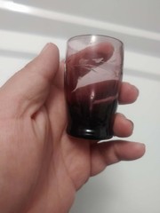 4 etched glass small glasses multiple colors lot sb4/5
