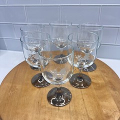 Vintage MCM Etched Grape and Leaf Reverse Silver Faded Stem Cordial Glasses