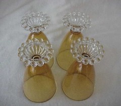 4 VINTAGE ANCHOR HOCKING AMBER BOOPIE BERWICK WATER GOBLET GLASSES EXC. COND