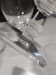 SET OF 4- Lalique Crystal ARGOS Square Base Water Goblet 5″ T x 3 1/2″ W