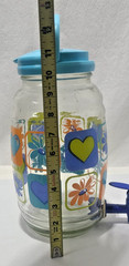Vintage Sun Tea Glass Jar Pitcher with Spout New Spring Hearts Daisies Flowers
