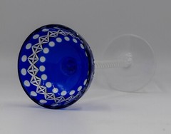 French Blue Cobalt Cut to Clear Air Twist Cordial, Circa 1890