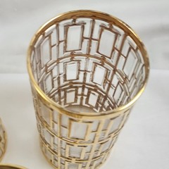 Vintage Imperial SHOJI Trellis 5 Tumbler Glasses 22K Gold Cocktail MCM AS IS