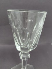 2 Val St Lambert Sherry Cordial Glasses Crystal Stemware Thumbprint Hexagonal