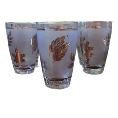 Vintage Libbey ‘Golden Foliage’ Frosted Highball Glassware