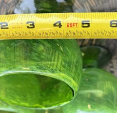 4 CRATE & BARREL Handblown Apple Green Glass Goblets Brandy Snifters Mexico
