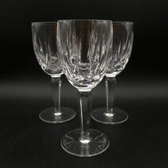 WATERFORD KILDARE 3 PIECE LOT: 3 CRYSTAL CLARET WINE GLASSES 6 1/2″ TALL CR2184