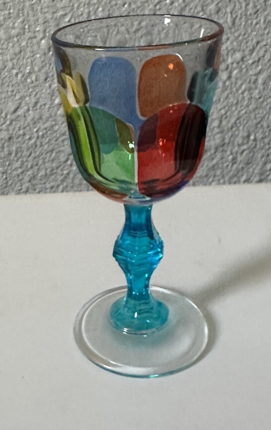 Rainbow Colorful Venezia Carullo Collection Polychrome Wine Glass-Rare!